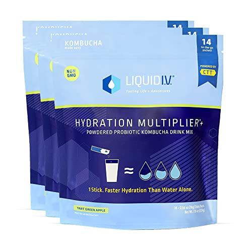 Liquid I.V. Hydration Multiplier + Probiotic Kombucha - Tart Green Apple - Hydration Powder Liquid I.V.US supplements