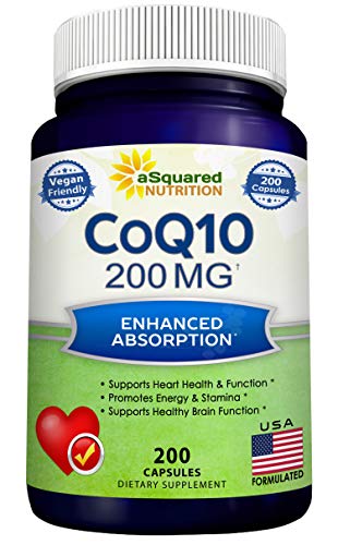 aSquared Nutrition CoQ10 (200 Capsules and 200mg) - High Absorption Vegan CO Q-10 aSquared NutritionUS supplements
