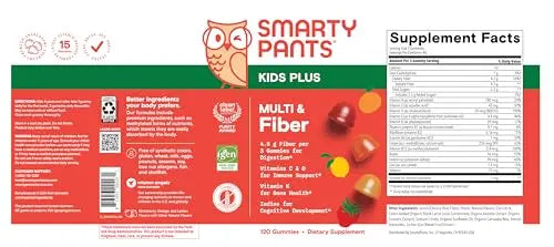SmartyPants Kids Multivitamin & Fiber Gummies: Prebiotic Fiber to Support Kids Digestion with Vitamin D3, C, Vitamin B12, B6, A, Zinc SmartyPantsAu supplements
