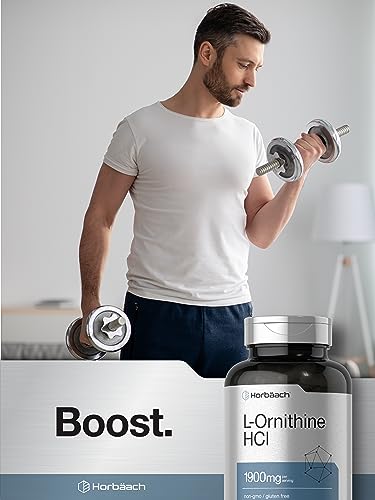 L Ornithine HCl | 1900mg | 120 Capsules | Non-GMO & Gluten Free Supplement HorbäachUS supplements