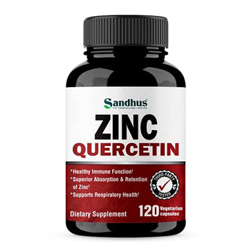 Sandhu's Zinc Quercetin 120 Vegetarian Capsules – Zinc Supplements for Antioxidant Sandhu'sAu supplements