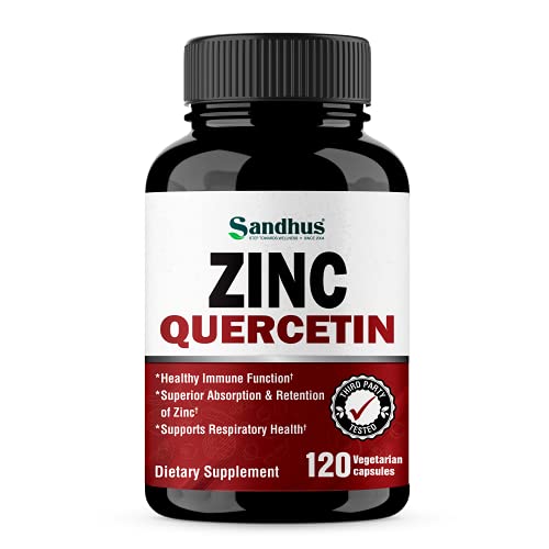 Sandhu's Zinc Quercetin 120 Vegetarian Capsules – Zinc Supplements for Antioxidant Sandhu'sAu supplements