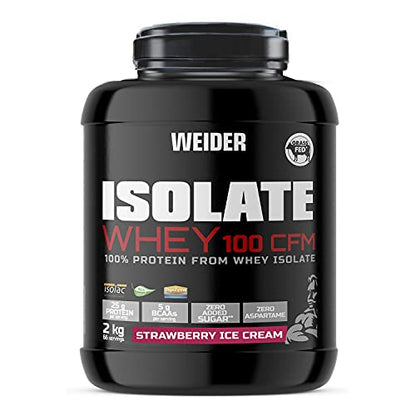 Weider Isolate Whey 100 CFM (2kg) Strawberry Ice Cream Flavour. Protein Powder with 25g Proteins WeiderUS supplements