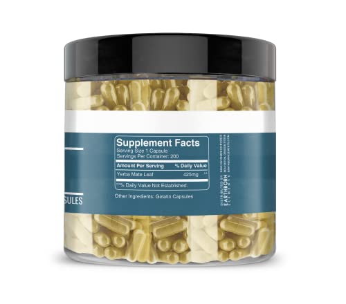 Earthborn Elements Yerba Mate Leaf 200 Capsules, Pure & Undiluted, No Additives Earthborn ElementsAu supplements