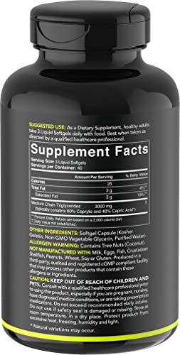 Sports Research Keto MCT Oil Capsules derived from Coconut Oil | Keto Fuel for The Brain Sports ResearchUS supplements