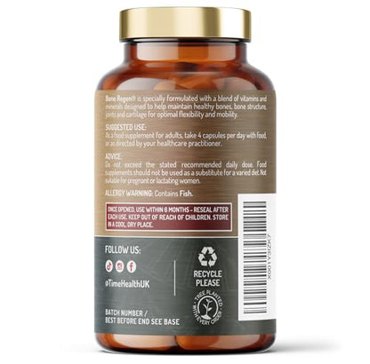 Bone Regen® – Osteo Support – Bone Strength, Density & Fracture Repair – with Calcium, Magnesium, Vitamin D3, K2, Zinc & Collagen Time HealthUS supplements