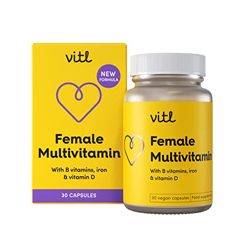 Vitl Female Multivitamin & Minerals Supplement - 30 Vegan Capsules - 21 Essential Active VITLUS supplements
