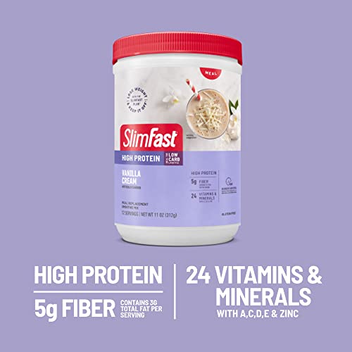 SlimFast Meal Replacement Smoothie Mix, 24 Servings, High Protein, Vanilla Cream, 20g SlimFastUS supplements