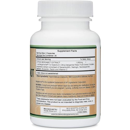 Citrus Bergamot Supplement - Only Patented, Clinically Proven Bergamot Extract - 1,000mg Double Wood SupplementsUS supplements
