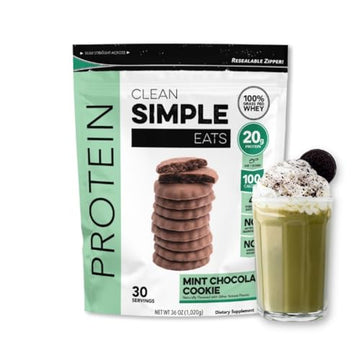 Clean Simple Eats Mint Chocolate Cookie Whey Protein Powder, Natural Sweetened Clean Simple EatsUS supplements