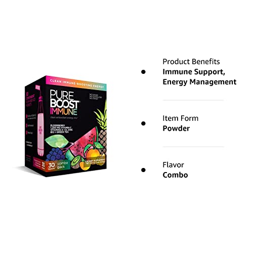 Pureboost Immune Clean Energy Drink Mix: Immunity Supplement with Elderberry PureboostUS supplements