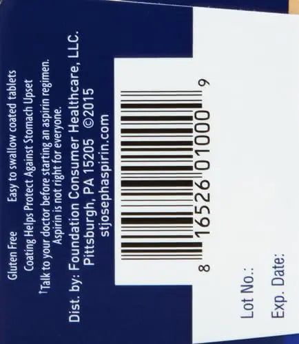 St. Joseph Aspirin Pain Reliever (NSAID) 81mg, Enteric Safety Coated, Adult Low Dose Regimen, 36 ct St. JosephAu supplements