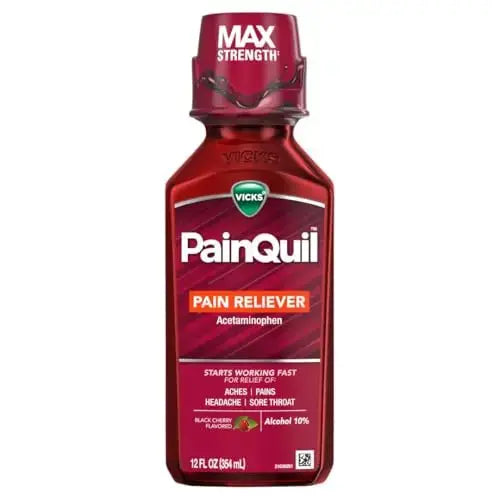 Vicks PainQuil Pain Relief Acetaminophen 1000mg Max Strength‡ Adult Pain Reliever Liquid 12oz, Backache Headache Relief, 1 Daytime Pain Reliever VicksAu supplements