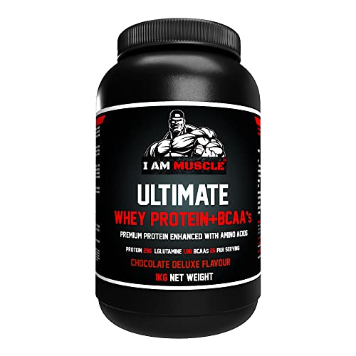 Ultimate Whey Protein + BCAA’s Powder, Premium High Protein Isolate, Enhance Lean Muscle Mass and Recovery, 1kg I AM MUSCLEAu supplements