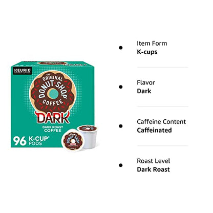 The Original Donut Shop Dark Coffee, Keurig Single-Serve K-Cup Pods, Dark Roast, 96 Ct The Original Donut ShopUS supplements