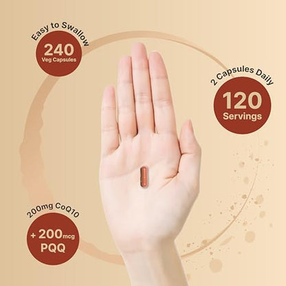 NatureBell CoQ10 (Ubiquinone) 200mg with PQQ, 240 Veggie Capsules | Stable High NatureBellUS supplements