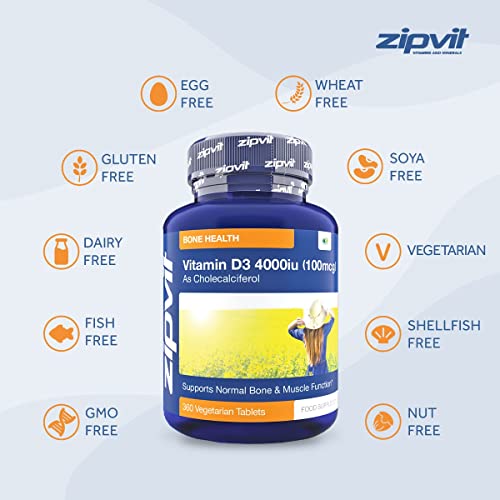 Vitamin D 4000iu 360 Micro Tablets. Vegetarian Society Approved. 12 Months Supply ZipvitUS supplements