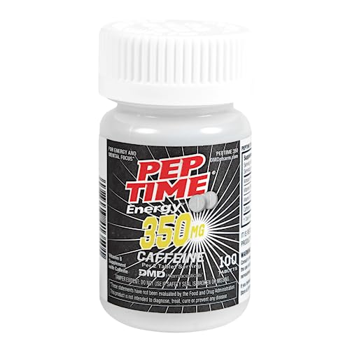 PEPTIME Energy Tablets, Vitamin B6 and B12 Caffeine Pills, 350 mg Caffeine PEPTIME EnergyUS supplements