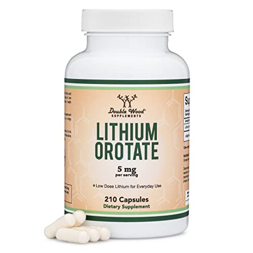 Lithium Orotate 5mg, 210 Capsules (Third Party Tested, Made in The USA Double Wood SupplementsAu supplements