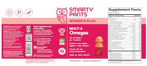 SmartyPants Women's Multivitamin Gummies - Improved Formula: Omega 3 (DHA/EPA), Methylfolate, CoQ10, Vitamin D3, C, Vitamin B12, B6, A, K & Zinc SmartyPantsAu supplements