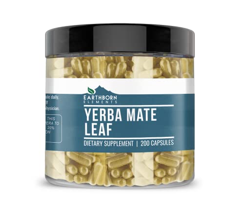 Earthborn Elements Yerba Mate Leaf 200 Capsules, Pure & Undiluted, No Additives Earthborn ElementsAu supplements