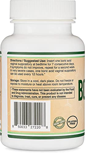 Boric Acid Vaginal Suppositories (600mg, 60 Count) Supports Vaginal pH Balance, Odor Control Double Wood SupplementsAu supplements