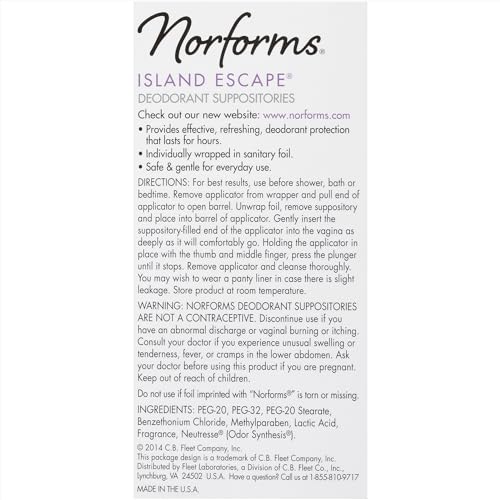 Norforms Feminine Deodorant Suppositories, Long Lasting Odor Control, Tropical Splash Scent NorformsAu supplements