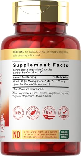 Carlyle Vitamin K2 MK7 100mcg | 200 Vegan Capsules | Menaquinone-7 Supplement CarlyleUS supplements