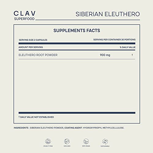 CLAV® Siberian Ginseng - 900mg Eleuthero Root Powder - Energy Supplement CLAVAu supplements