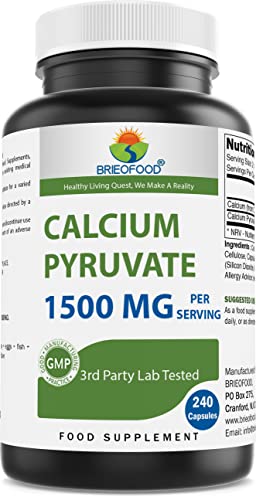 Brieofood Calcium Pyruvate 1500mg per Serving - 240 Vegetarian Capsules BrieofoodUS supplements
