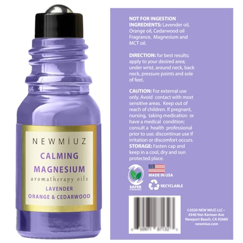 Calm Magnesium Roller Lavender Orange Cedarwood Essential Oil Roll On Calming Aromatherapy Self Care New MiuzAu supplements
