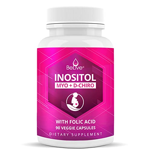 BeLive Myo-Inositol & D-Chiro Inositol Capsules - 90Ct I Inositol Supplement with Folic BeLiveUS supplements