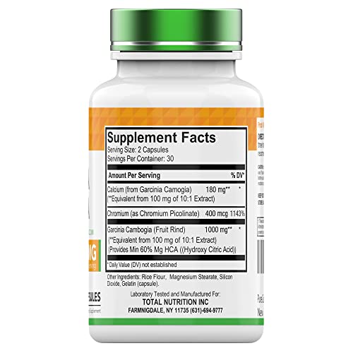 tnvitamins Garcinia Cambogia Extract Capsules (1000 MG x 60 Pills) with HCA & Chromium tnvitaminsAu supplements
