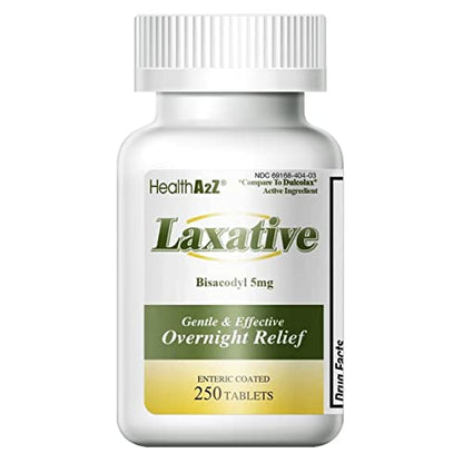 HealthA2Z Laxative Bisacodyl 5mg | 250 Counts | Gentle and Fast Overnight Relief HealthA2ZUS supplements