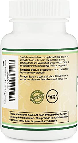 Fisetin Supplement - 100mg of Bioactive Flavnonols, 60 Count (Natural Bioflavonoid Double Wood SupplementsUS supplements
