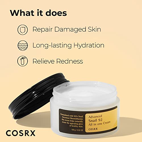 COSRX Snail Mucin 92% Moisturizer 3.52oz/ 100g, Daily Repair Face Gel COSRXUS supplements