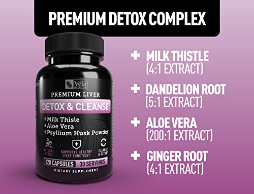 Véla Colon Cleanse & Liver Detox Formula Cleanse - 22 Herbs with Milk Thistle, Turmeric VélaAu supplements