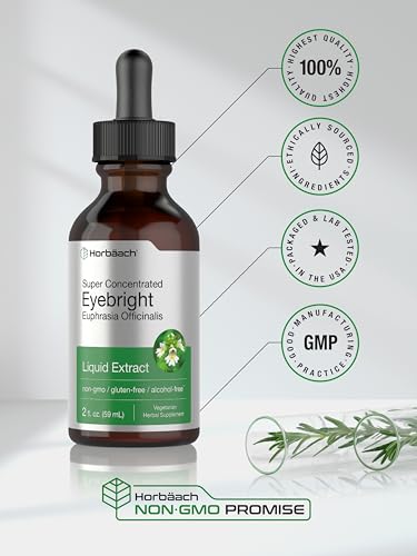 Eyebright Herb Supplement | 2 fl oz | Alcohol Free Drops | Super Concentrated Liquid HorbäachUS supplements