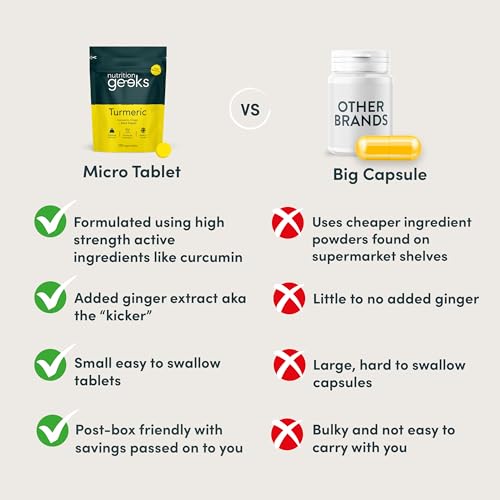 Nutrition Geeks Turmeric Tablets 2000 mg with Black Pepper & Ginger, High Strength Nutrition GeeksUS supplements