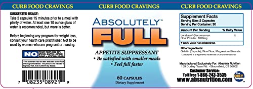 Absolute Nutrition, Curb Food Cravings, Absolutely Full, 60 Caps Absolute NutritionAu supplements