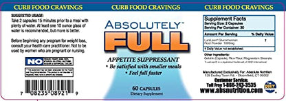 Absolute Nutrition, Curb Food Cravings, Absolutely Full, 60 Caps Absolute NutritionUS supplements