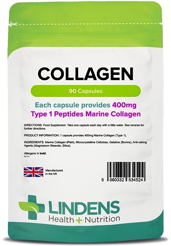 Lindens Collagen (Marine) 400mg Capsules - 90 Pack - Marine Source Hydrolysed Collagen LindensAu supplements