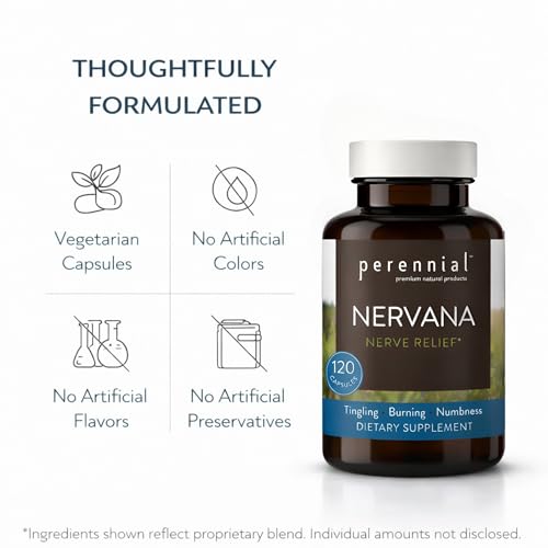 Perennial Nervana – Herbal Nerve Support for Tingling, Burning & Numbness Relief – Promotes Calm Focus & Stress Resilience – Non-Drowsy Mood Balance – 120ct* PerennialAu supplements