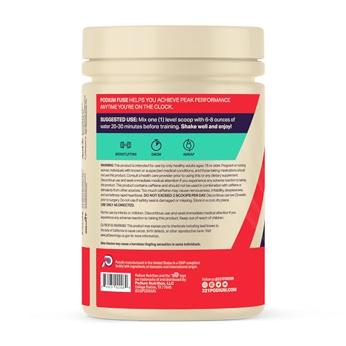 Podium Nutrition, Fuse Pre Workout Powder, Sour Watermelon, 30 Servings, Beta Alanine Podium NutritionAu supplements