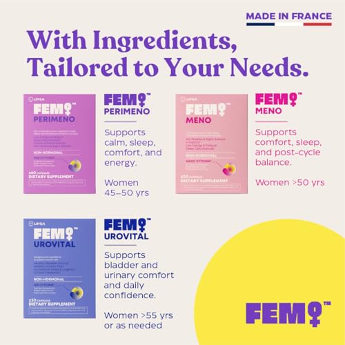 Upsa FEM Perimeno Perimenopause Supplements for Women - Non-Hormonal Pre-Menopause Support for Hot Flashes, Night Sweats, Mood, Sleep & Low Energy - 30 Capsules UpsaAu supplements