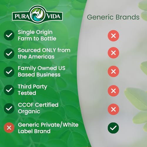 PURA VIDA MORINGA Moringa Powder Organic Single Origin - Premium 100% Leaf Powder PURA VIDA MORINGAUS supplements