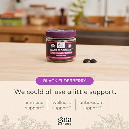 Gaia Herbs Black Elderberry (Sambucus Nigra) Extra Strength Gummies Gaia HerbsUS supplements