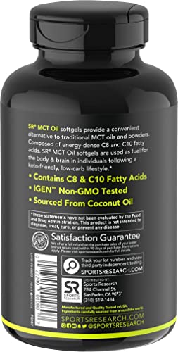 Sports Research Keto MCT Oil Capsules derived from Coconut Oil | Keto Fuel for The Brain Sports ResearchUS supplements