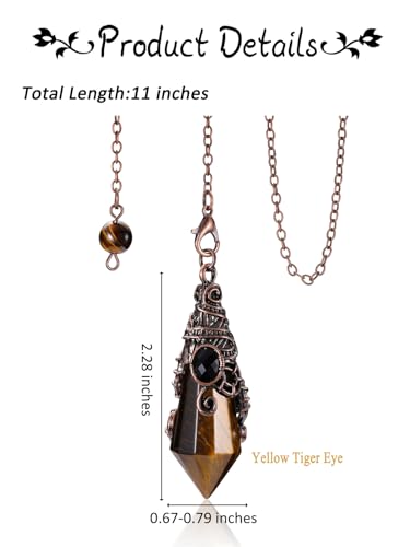 PESOENTH Crystal Pendulum Dowsing Divination Scrying Pendulum with Bronze Wrap Tiger Eye Healing PESOENTHAu supplements