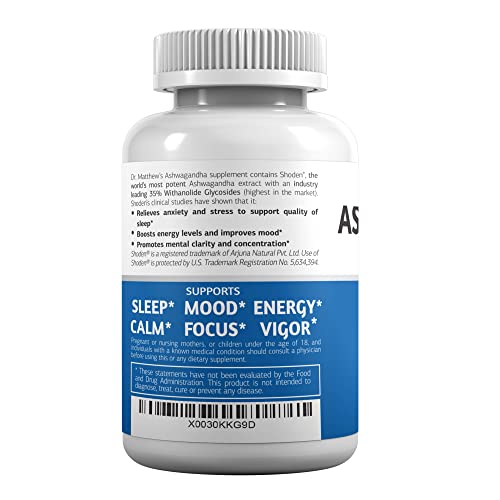 Aswagandha Vitamin Stress Relief Supplement. Cortisol Blocker Ashwagandha Capsules Dr. MatthewAu supplements